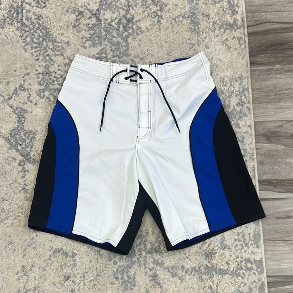 Men's Blue and Black Swim Shorts